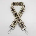 Close-up of wide ethnic geometric shoulder strap with silver rotating swivel hook - Style 9 (No. 9) / Silver Hook