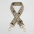 Detailed view of the widened geometric woven shoulder strap with gold metal swivel hooks - Style 10 (No.10) / Gold Hook