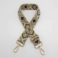 Macro detail of wide woven strap with geometric pattern and golden swivel metal hook - Style 11 (No.11) / Gold Hook