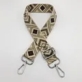 Close-up of geometric woven strap No.11 with silver metal hooks and adjustable buckle - Style 11 (No.11) / Silver Hook