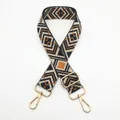 Detail of wide woven strap with geometric patterns and golden metal spring hooks - Style 13 (No.13) / Gold Hook