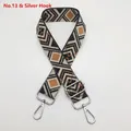 Detail of bohemian geometric woven strap with silver swivel hooks and adjustable buckle - Style 13 (No.13) / Silver Hook