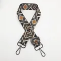 Detail of jacquard woven bag strap with geometric rhombus pattern and gunmetal hooks - Style 13 (No.13) / Gunmetal Hook