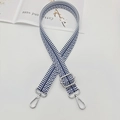 Adjustable blue and white geometric canvas shoulder strap with silver metal lobster clasps - Blue And White With Silver Hook
