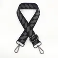 Detail of grey geometric pattern woven bag strap with gunmetal swivel hooks and slider - Style 14 (No.14) / Gunmetal Hook