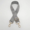 Adjustable grey Greek Key pattern canvas shoulder strap with gold metal hooks - Light Gray (Gold Hook)
