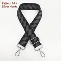Detail of wide adjustable shoulder strap with grey geometric pattern and silver metal hooks - Style 14 (No.14) / Silver Hook