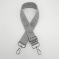 Adjustable wide canvas shoulder strap with grey Greek key pattern and silver hardware - Light Gray (Silver Hook)
