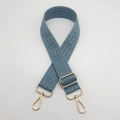 Adjustable wide canvas replacement shoulder strap with geometric pattern and gold clasps - Haze Blue (Gold Hook)