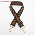 Macro shot of wide geometric patterned bag strap with golden swivel metal hooks - Style 15 (No.15) / Gold Hook