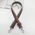 Adjustable colorful striped canvas shoulder strap with silver metal swivel hooks - Yellow Green With Silver Hook