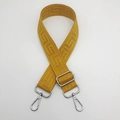 Detail of adjustable bright yellow woven canvas strap with silver metal swivel hooks - Yellow (Silver Hook)
