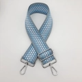 Tracolla larga regolabile in tela a scacchi blu e bianca con ganci in metallo argento - Blu Foschia + Gancio Argentato
