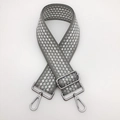 Tracolla regolabile in tela jacquard grigia con fibbia e ganci in metallo argento - Filo d'Argento Grigio + Gancio d'Argento
