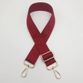 Detail of burgundy wide strap with Greek Key pattern and gold-tone lobster clasps - Wine Red (Gold Hook)