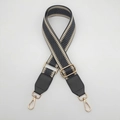 Adjustable woven canvas bag strap with chevron pattern and golden metal swivel hooks - Dark Gray