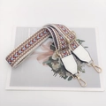 Adjustable nylon shoulder strap with colorful ethnic geometric patterns and gold hooks - White Webbing White Leather + Gold Hook