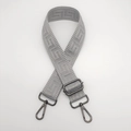 Adjustable light grey geometric jacquard canvas shoulder strap with gunmetal hardware hooks - Light Gray (Gunmetal Hook)