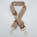 Adjustable wide replacement strap with retro geometric weave and gold metal hooks - Brown + Gold Hook