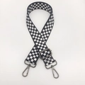Detail view of black and white checkerboard nylon strap with gunmetal buckles - C2 Pattern (Gunmetal Hook)