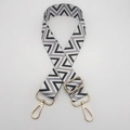 Detail of adjustable nylon strap with black and white wave pattern and gold metal hooks - C3 Pattern (Gold Hook)