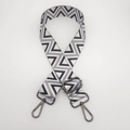 Close-up of adjustable geometric wave patterned wide nylon shoulder strap with metal hooks - C3 Pattern (Gunmetal Hook)