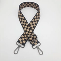 Close-up of adjustable wide nylon shoulder strap with checkered pattern and metal hooks - C4 Pattern (Gunmetal Hook)