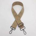 Adjustable khaki wide canvas shoulder strap with geometric weave and gunmetal hooks - Khaki (Gunmetal Hook)