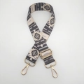 Detail of adjustable geometric ethnic strap with golden lobster clasps for bags - C5 Pattern (Gold Hook)
