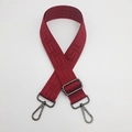 Adjustable dark red wide canvas shoulder strap with Greek pattern and gunmetal hooks - Wine Red (Gunmetal Hook)