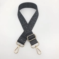Close-up of ethnic geometric jacquard guitar strap with light gold metal swivel hooks - C6 Pattern (Gold Hook)
