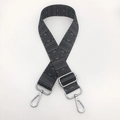 Detail of ethnic geometric patterned wide nylon bag strap with silver metal lobster clasps - C6 Pattern (Silver Hook)