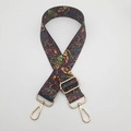 Ethnic print nylon wide shoulder strap with adjustable gold lobster clasps and buckles - C7 Pattern (Gold Hook)