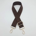 Adjustable brown canvas shoulder strap with vintage geometric pattern and gold metal hooks - Coffee (Gold Hook)