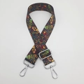 Close-up of colorful ethnic pattern nylon shoulder strap with silver metal hooks and buckle - C7 Pattern (Silver Hook)