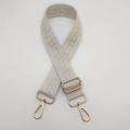 Adjustable beige canvas shoulder strap with Greek key pattern and gold hooks - Off-White (Gold Hook)