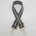 Adjustable dark grey nylon strap with white arrow pattern and gold-tone hooks - Dark Gray + Gold Hook