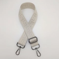 Adjustable wide canvas shoulder strap in beige with geometric textured pattern and gunmetal hooks - Off-White (Gunmetal Hook)