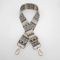 Close-up of ethnic geometric pattern nylon strap with polished gold-tone metal hardware - C9 Pattern (Gold Hook)