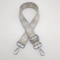 Detail of adjustable geometric weave strap with silver metal swivel hooks for handbags - Grey Silver Thread Diamond + Silver Hook