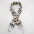 Detail of adjustable ethnic geometric pattern wide nylon strap with silver metal hooks - C9 Pattern (Silver Hook)