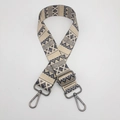 Close-up of ethnic geometric pattern nylon strap with adjustable metal buckles - C9 Pattern (Gunmetal Hook)