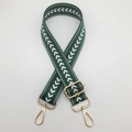 Dark green nylon strap with white arrow patterns and gold hooks for crossbody bags - Green + Gold Hook