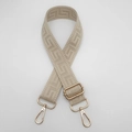 Adjustable beige geometric jacquard canvas shoulder strap with gold metal hooks - Beige (Gold Hook)