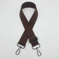 Adjustable dark coffee canvas shoulder strap with Greek key pattern and gunmetal hooks - Coffee (Gunmetal Hook)