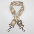 Detail view of woven herringbone strap with high-quality gunmetal adjustable buckles - Dark Khaki + Gunmetal Hook (Gold Thread)