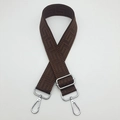 Adjustable brown wide canvas shoulder strap with geometric pattern and silver hooks - Coffee (Silver Hook)