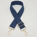 Adjustable navy blue canvas shoulder strap with geometric patterns and gold clips - Navy Blue (Gold Hook)