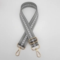 Adjustable nylon shoulder strap with white arrow pattern and gold metal hooks in grey - Grey + Gold Hook