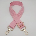 Pink woven canvas bag strap with golden metal hooks and adjustable geometric pattern - Light Pink (Gold Hook)